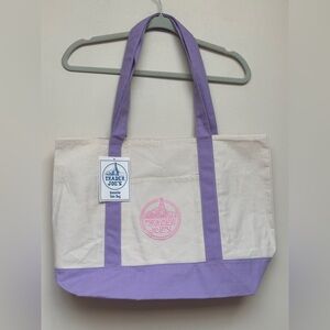 Trader Joe’s Canvas Tote Bag Embroidered Logo Lavender Large